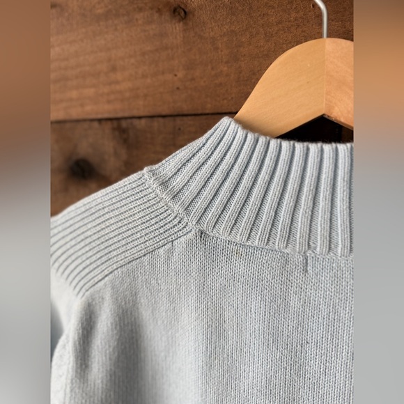 Y2K Liz & Co Cotton Quarter Zip Striped Sweater Blue Navy Large - Picture 6 of 9